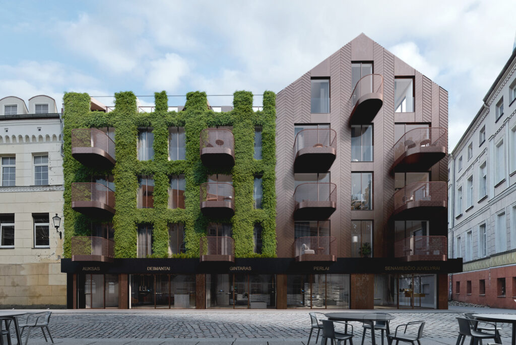 Buvusio „Baltijos“ kinoteatro vietoje statomo pastato vizualizacija  