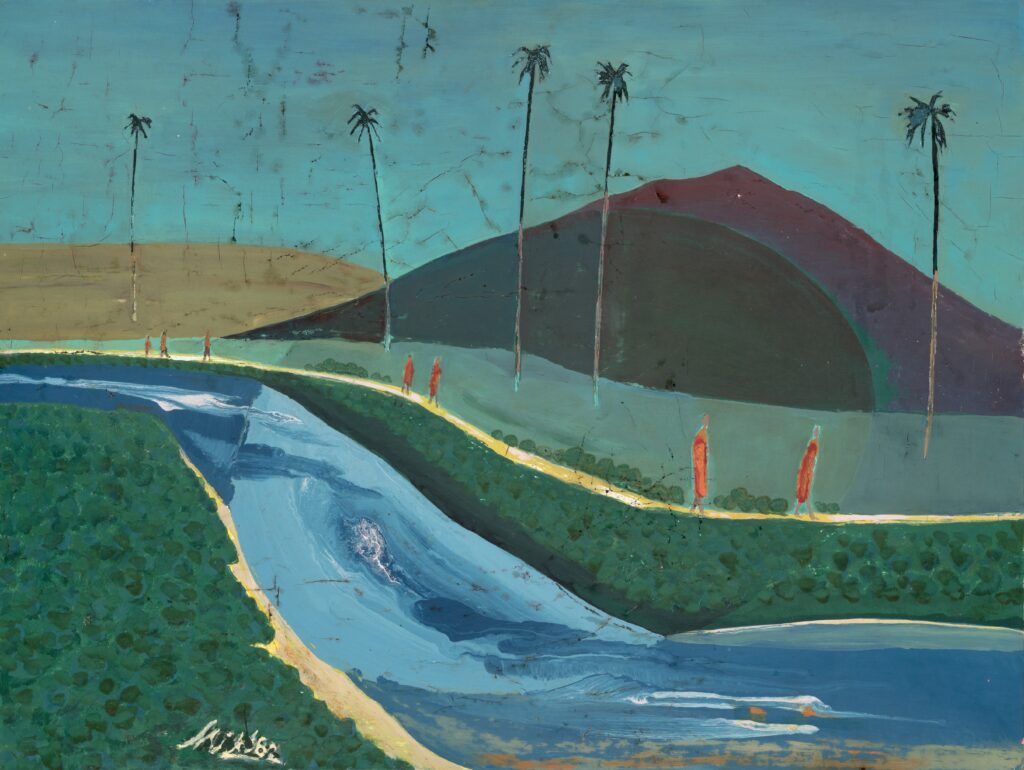 Jurgis Mikševičius. Vienuoliai. 1962 m. Kartonas, medis, aliejus. 46x61 cm.